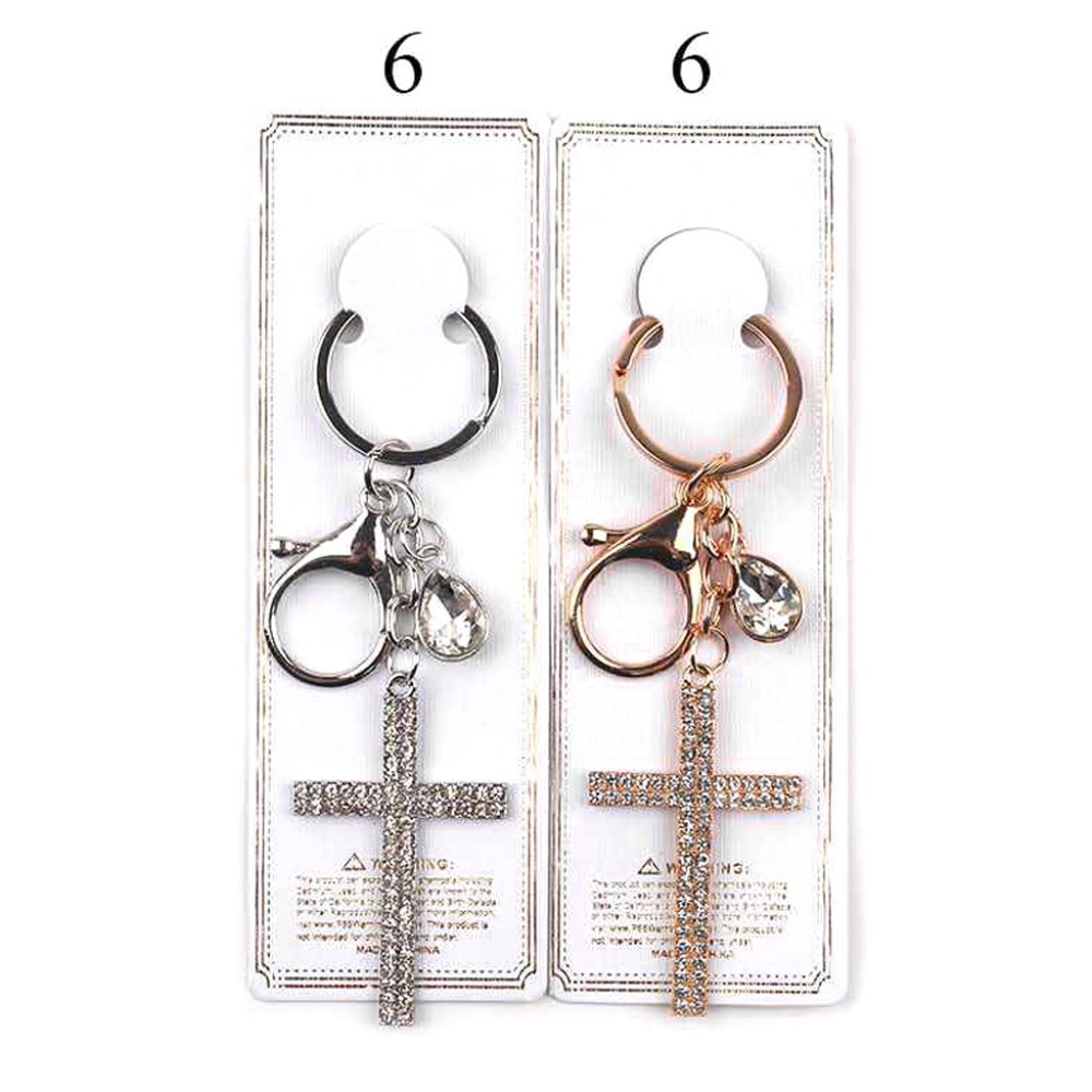 12PCS - Rhinestone Paved Cross Keychains - Picture 2 of 2